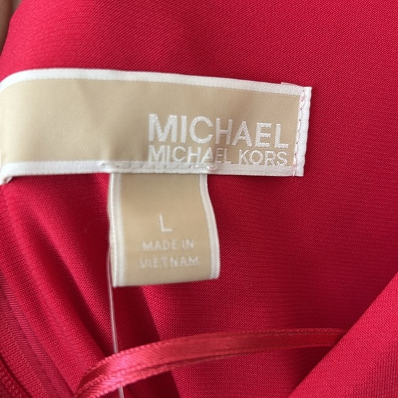 Michael Kors NWT Hot Pink Floor-Length Dress • Size L • Gold Chain Detail - Picture 4 of 13